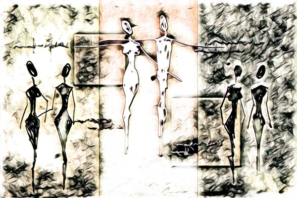 Afrikalı etnik retro vintage çizim çizimi