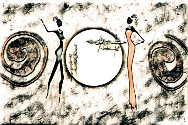 Afrikalı etnik retro vintage çizim çizimi