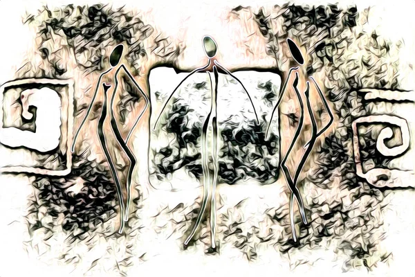 Afrikalı etnik retro vintage çizim çizimi