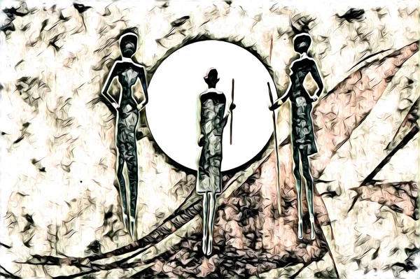 Afrikalı etnik retro vintage çizim çizimi