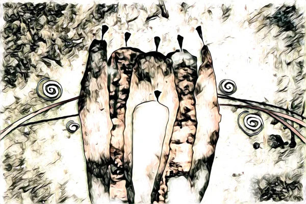 Afrikalı etnik retro vintage çizim çizimi