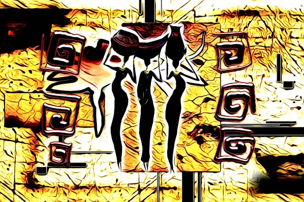 Afrikalı etnik retro vintage çizim çizimi