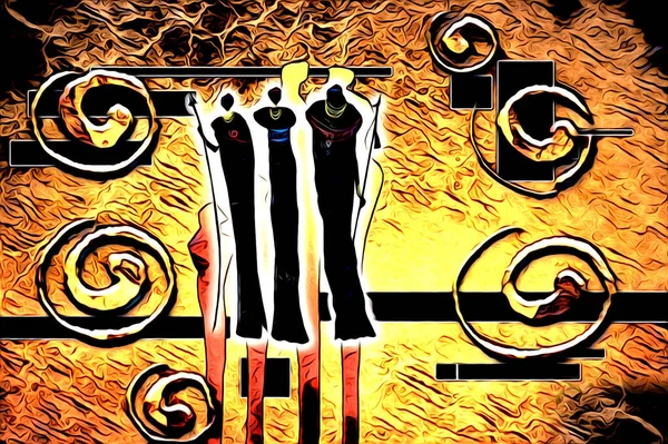 Afrikalı etnik retro vintage çizim çizimi