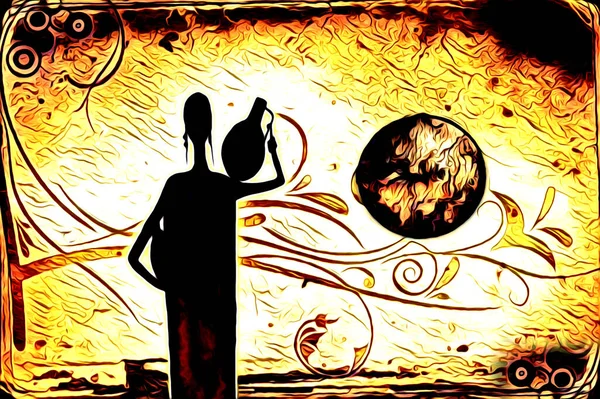 Afrikalı etnik retro vintage çizim çizimi