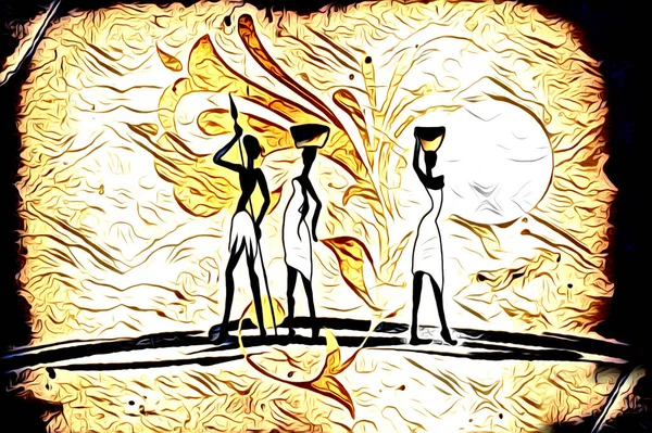 Afrikalı etnik retro vintage çizim çizimi