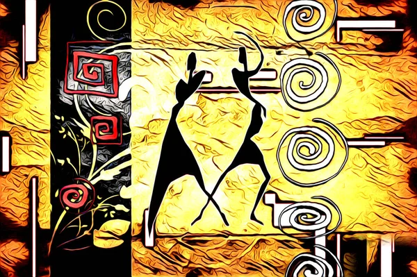 Afrikalı etnik retro vintage çizim çizimi