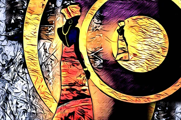 Afrikalı etnik retro vintage çizim çizimi