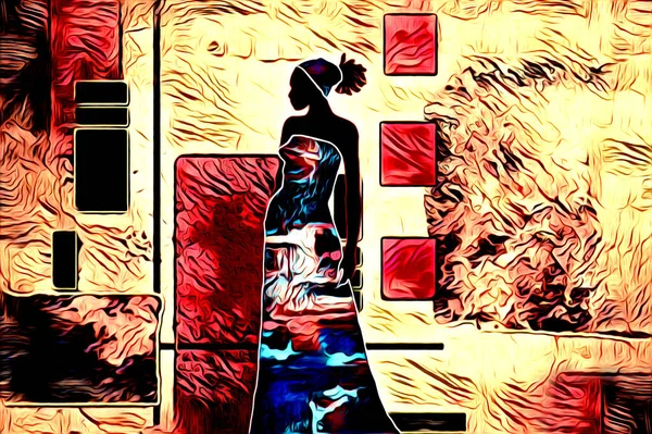 Afrikalı etnik retro vintage çizim çizimi