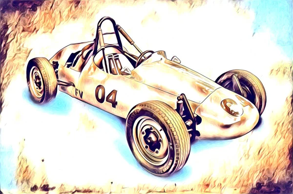 Oude Klassieke Auto Retro Vintage Illustratie Tekening — Stockfoto