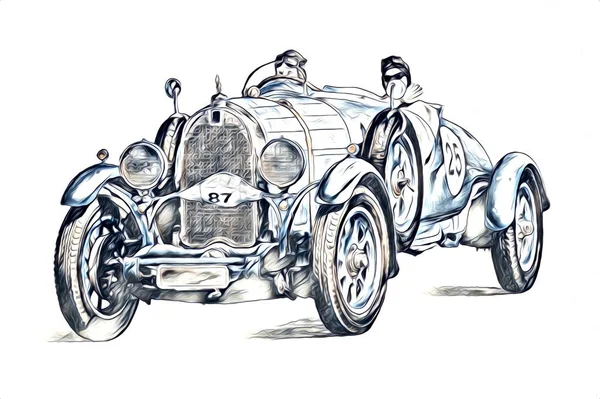 Vecchio Classico Auto Retrò Vintage Illustrazione Disegno — Foto Stock