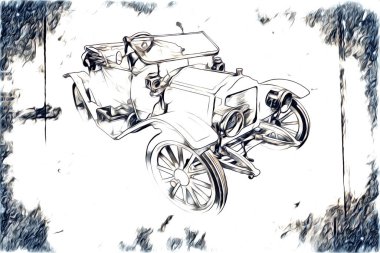 Eski klasik araba antika resim çizimi