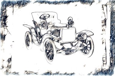 Eski klasik araba antika resim çizimi