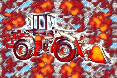 Ekskavatör illüstrasyon izole renk sanat eseri