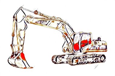 Ekskavatör illüstrasyon izole renk sanat eseri