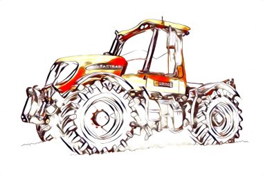 Ekskavatör illüstrasyon izole renk sanat eseri