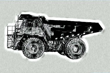 Ekskavatör illüstrasyon izole renk sanat eseri