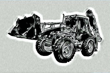 Ekskavatör illüstrasyon izole renk sanat eseri