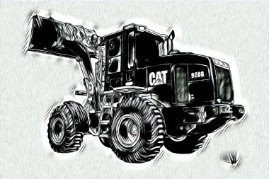 Ekskavatör illüstrasyon izole renk sanat eseri