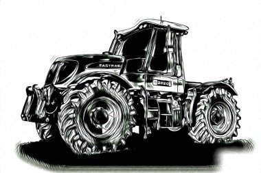 Ekskavatör illüstrasyon izole renk sanat eseri