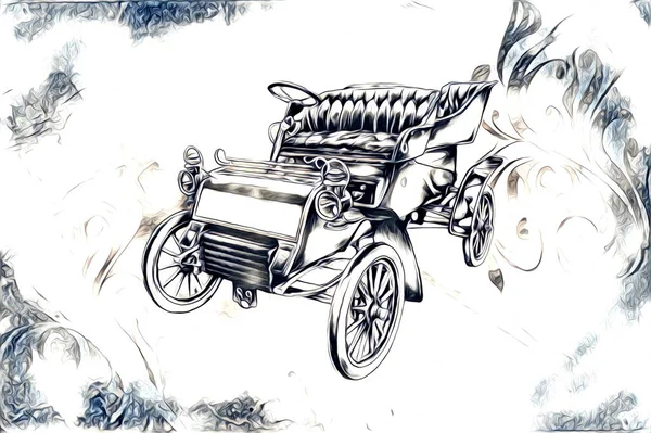 Velho Clássico Carro Retro Vintage Ilustração Desenho — Fotografia de Stock