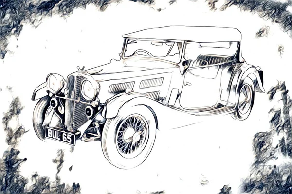 Vecchio Classico Auto Retrò Vintage Illustrazione Disegno — Foto Stock