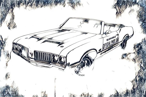 Vecchio Classico Auto Retrò Vintage Illustrazione Disegno — Foto Stock