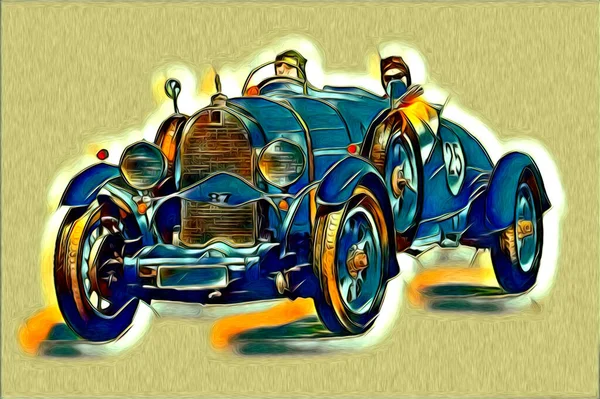 Old Classic Car Retro Vintage Illustration Drawing — Stock Photo, Image