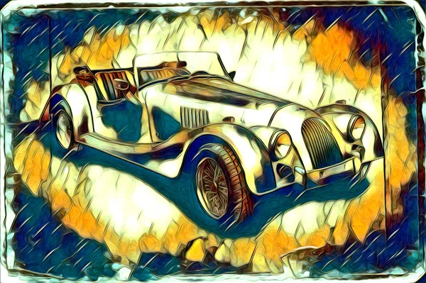 Vecchio Classico Auto Retrò Vintage Illustrazione Disegno — Foto Stock