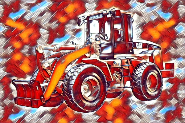 Excavator Illustration Color Isolated Art Work — Stock Photo, Image