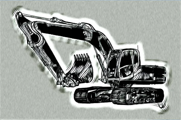 Excavator Illustration Color Isolated Art Work — Stock Photo, Image