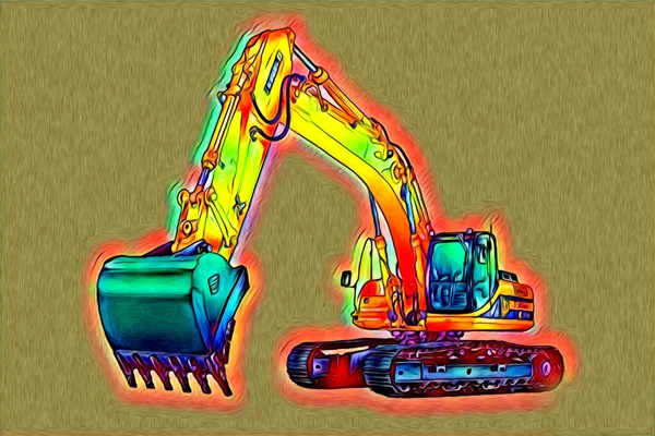 Excavator Illustration Color Isolated Art Work — Stock Photo, Image