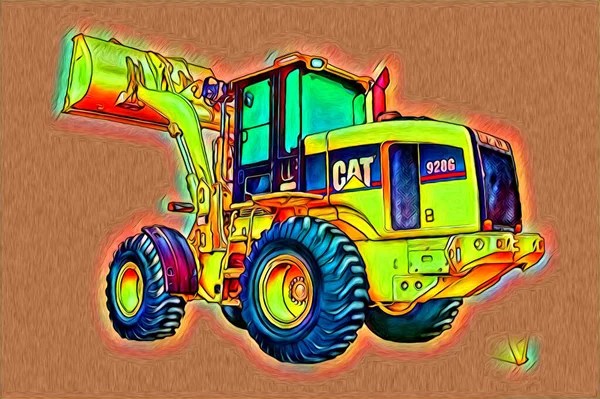 Excavator Illustration Color Isolated Art Work — Stock Photo, Image