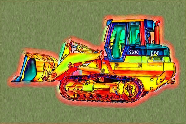 Excavator Illustration Color Isolated Art Work — Stock Photo, Image