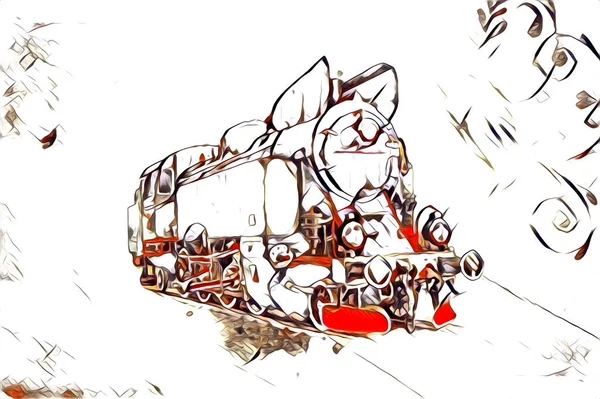 Alte Dampflokomotive Retro Oldtimer Illustration — Stockfoto