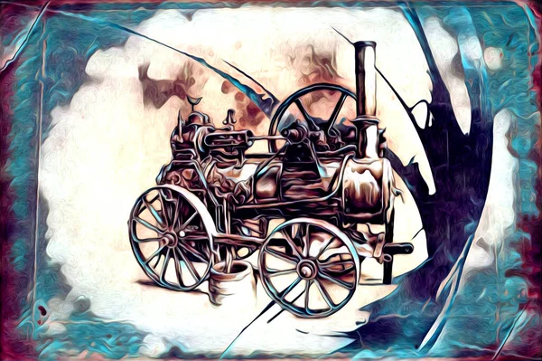 Stará Parní Lokomotiva Retro Vinobraní Ilustrace — Stock fotografie