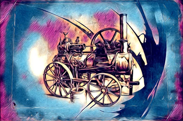Старий Паровоз Двигун Ретро Старовинна Ілюстрація — стокове фото
