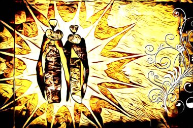 Afrikalı etnik retro vintage çizim çizimi