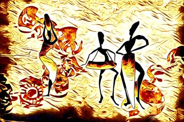 Afrikalı etnik retro vintage çizim çizimi