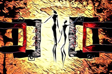 Afrikalı etnik retro vintage çizim çizimi