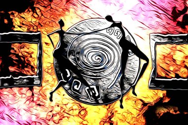 Afrikalı etnik retro vintage çizim çizimi