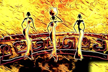 Afrikalı etnik retro vintage çizim çizimi