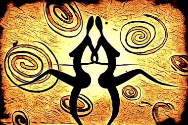 Afrikalı etnik retro vintage çizim çizimi