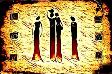 Afrikalı etnik retro vintage çizim çizimi