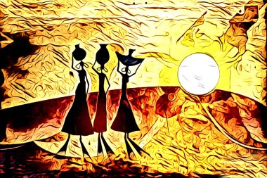 Afrikalı etnik retro vintage çizim çizimi