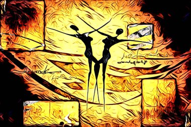 Afrikalı etnik retro vintage çizim çizimi