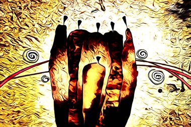 Afrikalı etnik retro vintage çizim çizimi