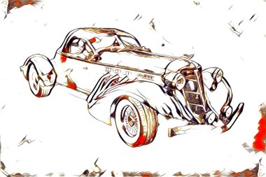 Eski klasik araba antika resim çizimi