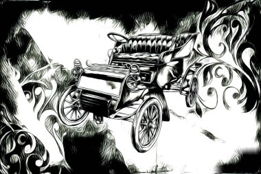 Eski klasik araba antika resim çizimi