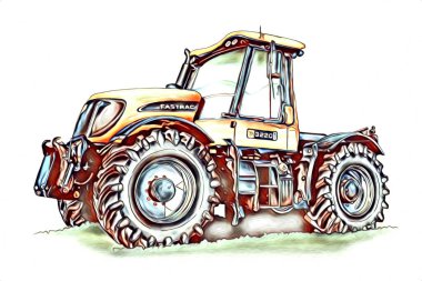 Ekskavatör illüstrasyon izole renk sanat eseri