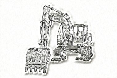 Ekskavatör illüstrasyon izole renk sanat eseri